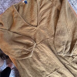 Brown/Mustard Muslin Women's Dress